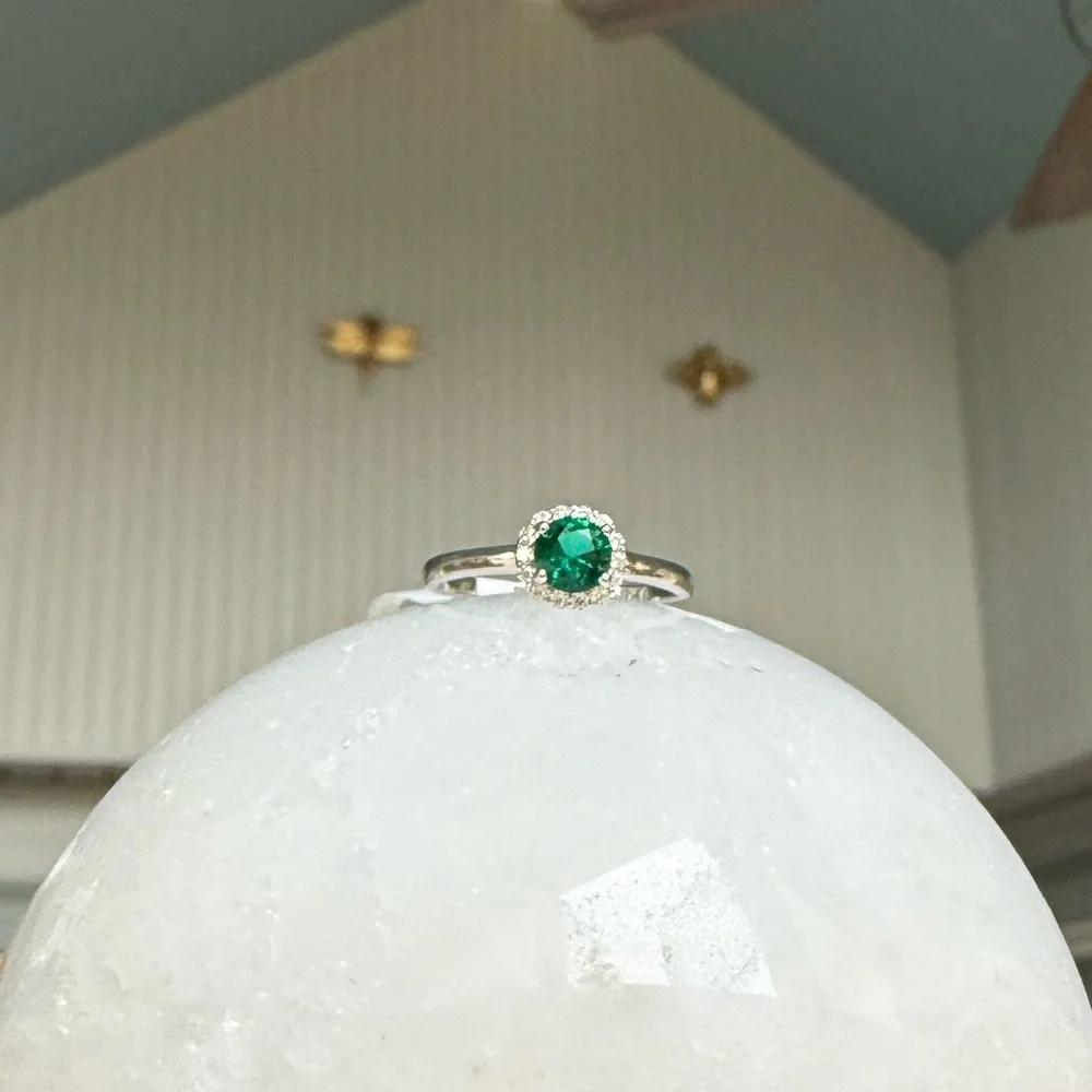 925 Emerald Moissanite Ring